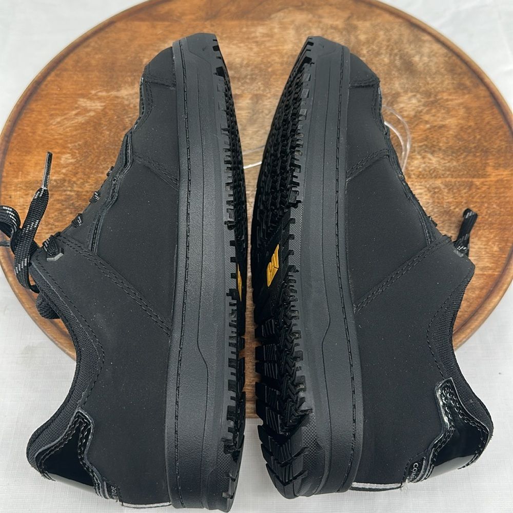 CAT Shoes Wm 9.5 Black Lace up Safety Comp Toe Sneakers Slip Oil Resistant - Picture 7 of 14